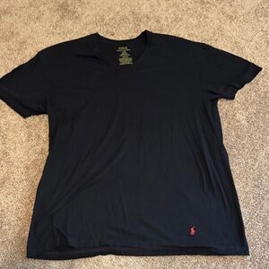 Ralph Lauren Black CC-Neck Tee with Red Polo Pony